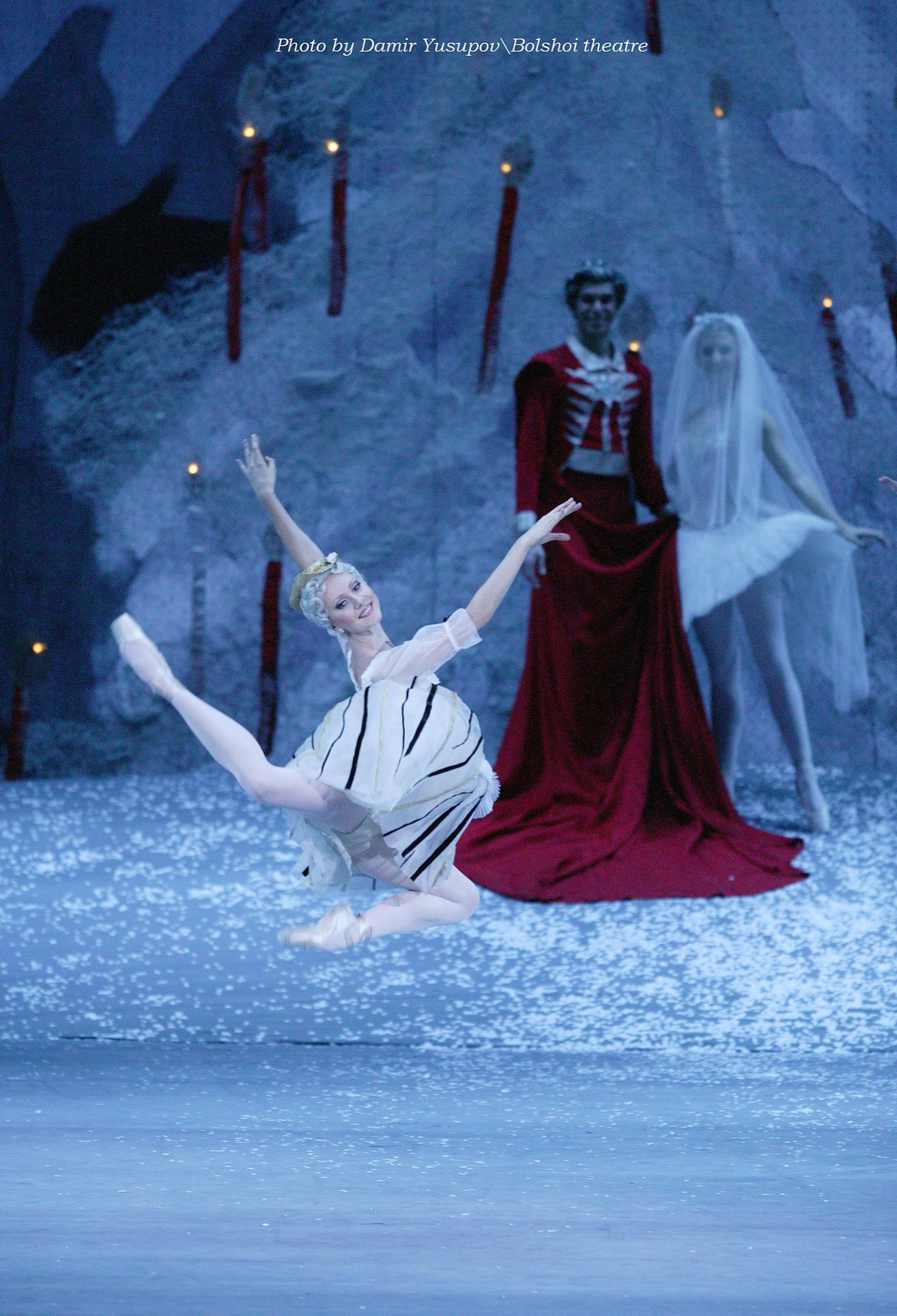 Anastasia Kurkova leaping in The Nutcracker at the Bolshoi Theatre